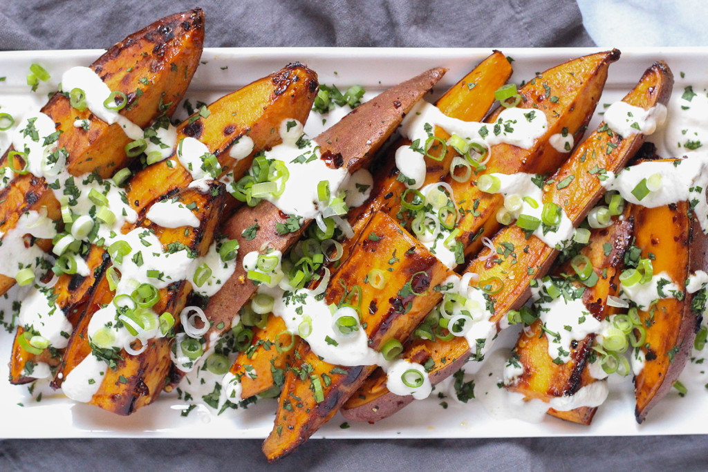 Vegan Roasted Yams with Lime Sunflower Seed Sauce | The Mostly Vegan