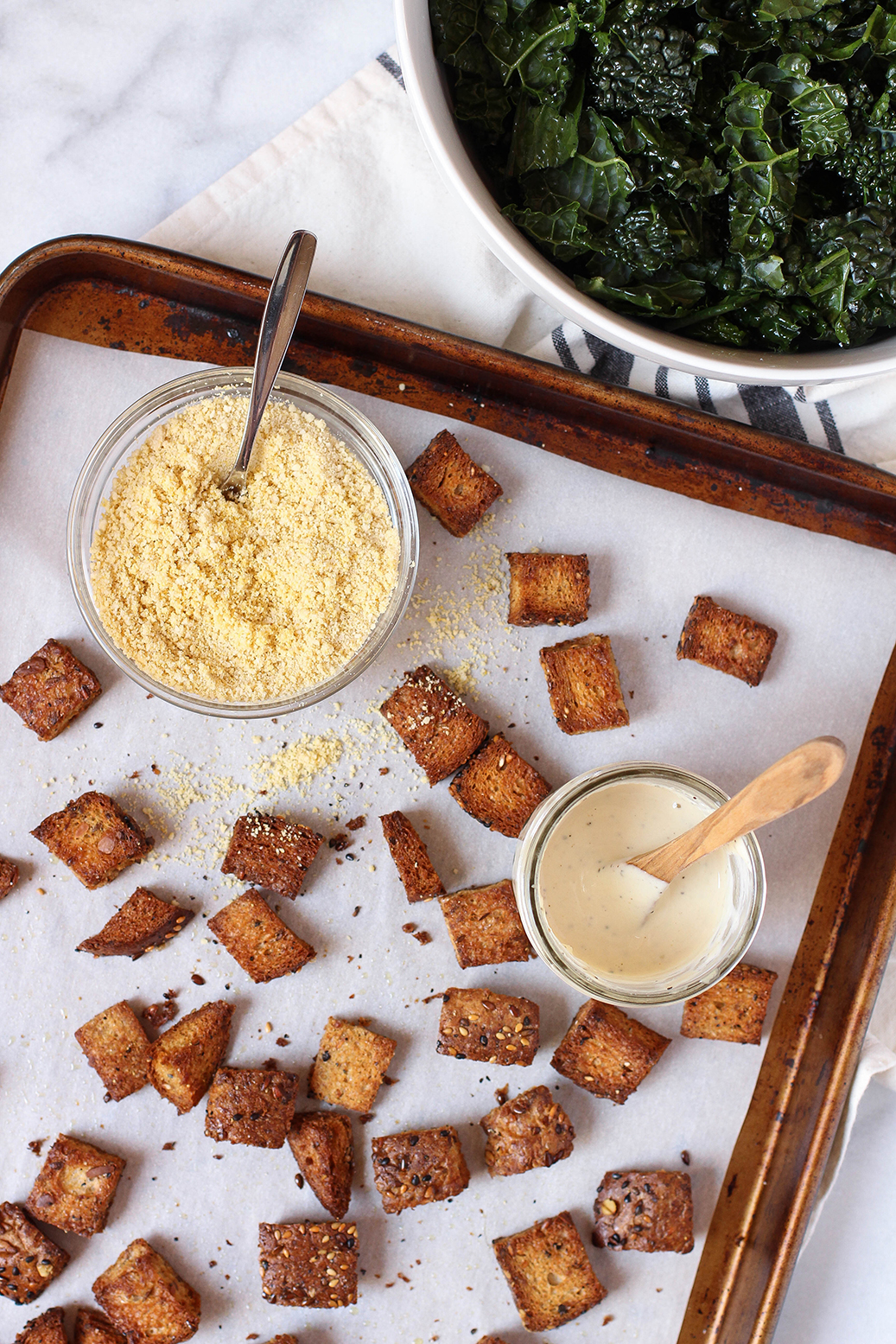 Kale Caesar Salad with Garlic Tahini Dressing The Mostly Vegan